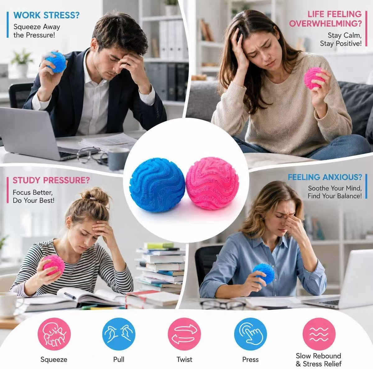 Fuzzy Plush Stress Ball – Soft Squeeze Fidget Toy