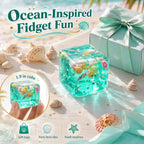Ocean-Inspired Squishy Fidget Cube with Seashell Accents – Cute Squeeze Toy & Gift