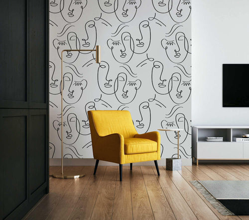 Abstract Twin Faces Wall Mural