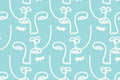 Blue Abstract Faces 2 Wall Mural