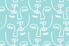 Blue Abstract Faces 2 Wall Mural