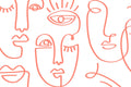 Coral Minimal Abstract Faces Wall Mural