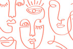 Coral Minimal Abstract Faces Wall Mural