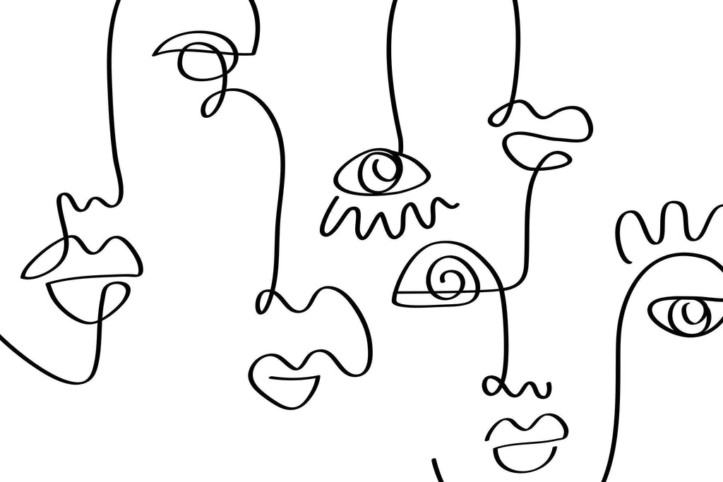 Crazy Abstract Line Faces Wall Mural