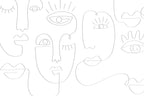 Grey Abstract Line Faces 2 Wall Mural