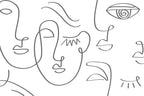Grey Abstract Line Faces Wall Mural