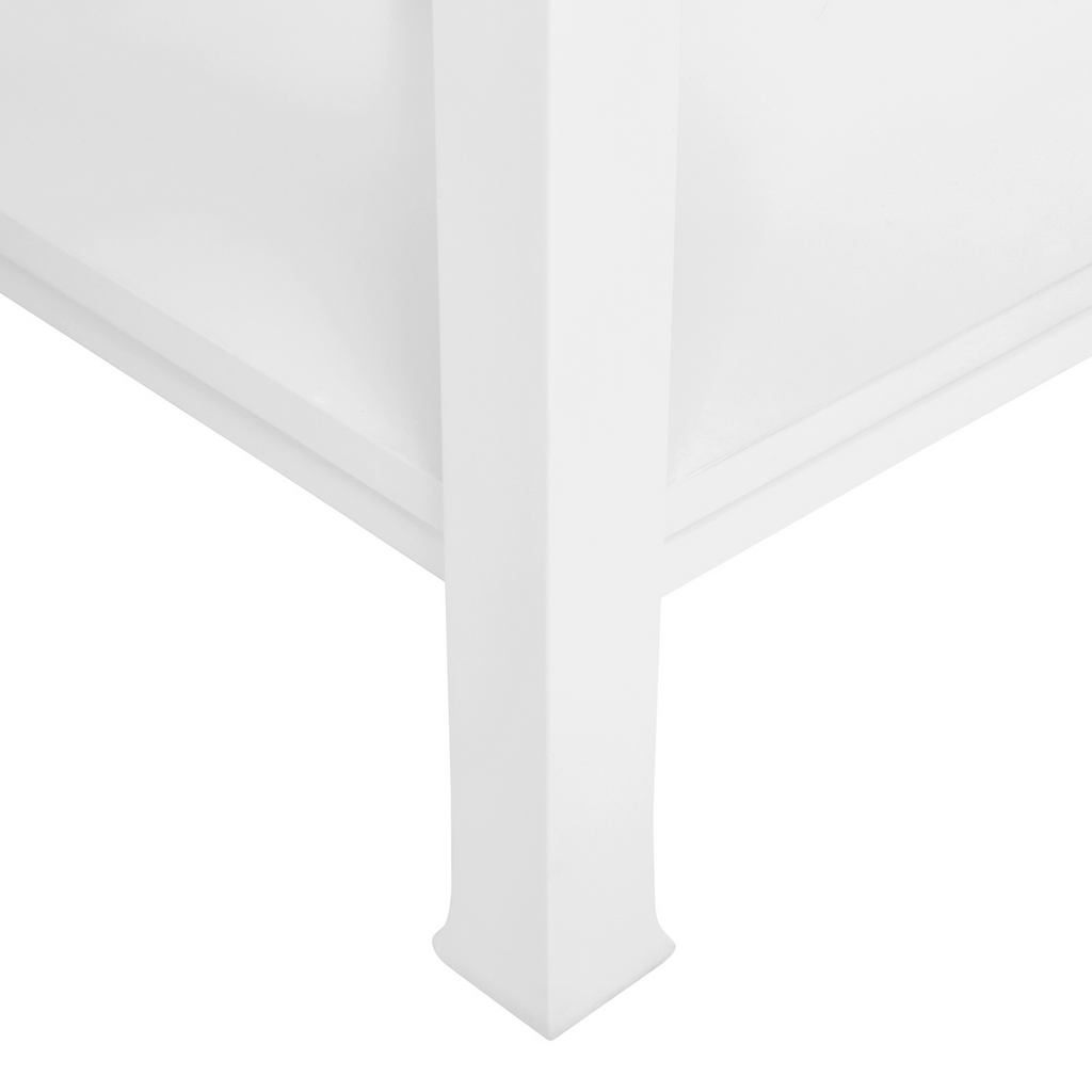 Harlow 1-Drawer Ming Style Side Table in White Pearl