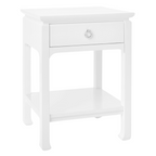 Harlow 1-Drawer Ming Style Side Table in White Pearl
