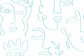 Pale Blue Minimal Abstract Faces Wall Mural