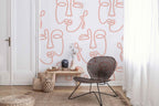 Pale Pink Empty Abstract Faces Wall Mural