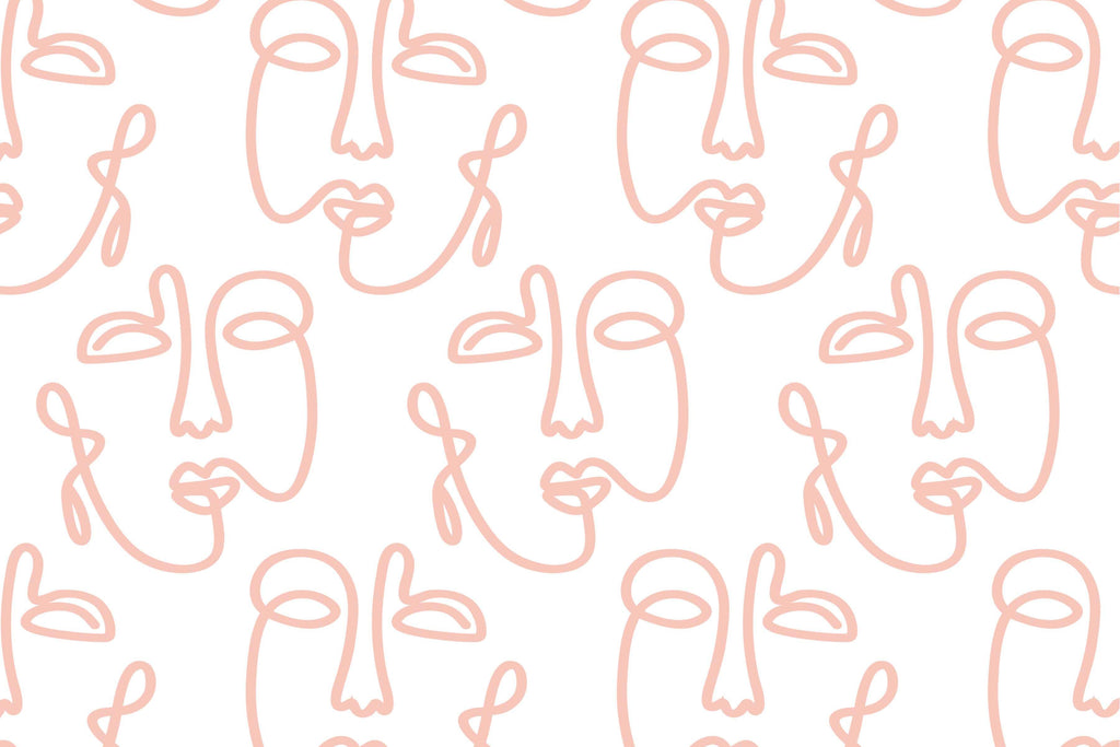 Pale Pink Empty Abstract Faces Wall Mural