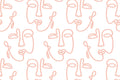 Pale Pink Empty Abstract Faces Wall Mural
