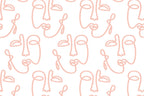Pale Pink Empty Abstract Faces Wall Mural