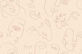 Tan Abstract Faces Wall Mural