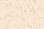Tan Abstract Faces Wall Mural