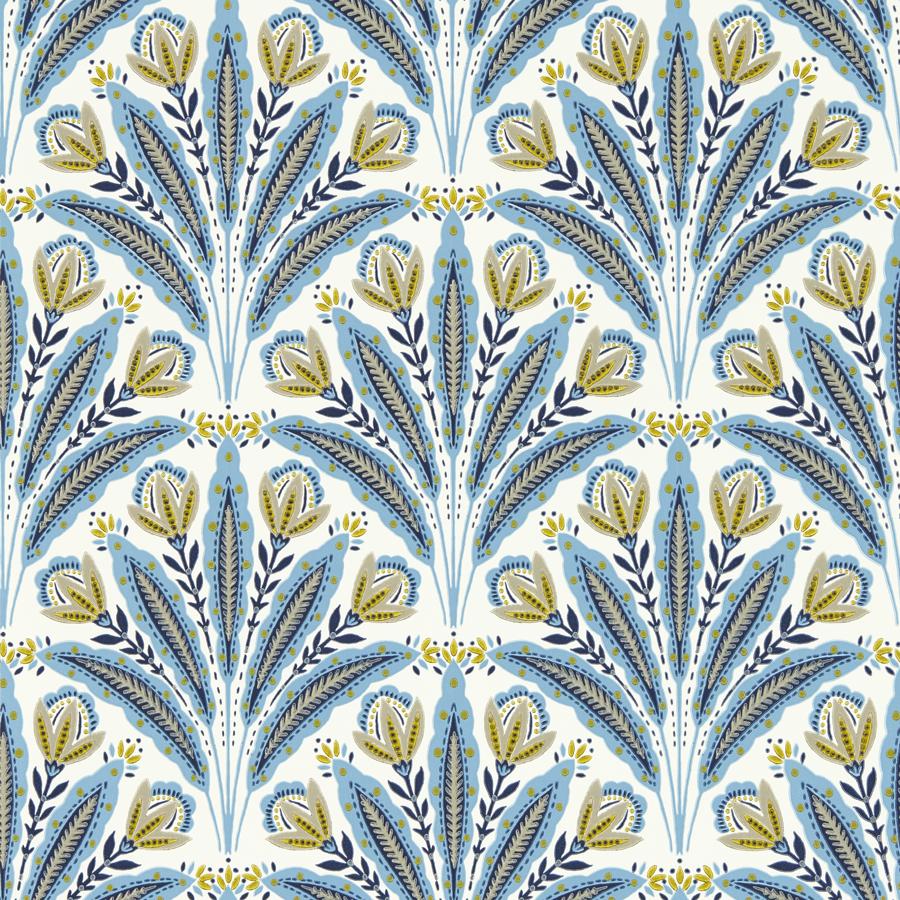 W0193/02 | Attingham, Blue Botanical - Clarke And Clarke Wallpaper