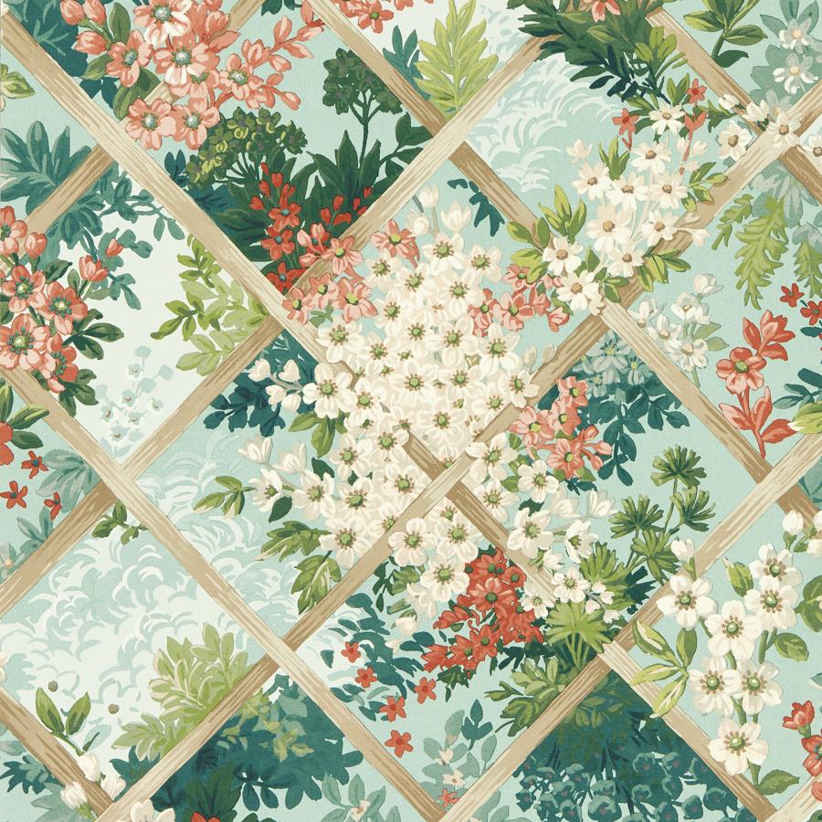 W0195/03 | Maymont, Green Botanical - Clarke And Clarke Wallpaper