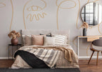 White Gold Minimal Abstract Faces Wall Mural