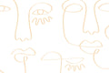 White Gold Minimal Abstract Faces Wall Mural