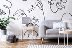 White Minimal Abstract Faces 2 Wall Mural