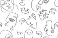 White Minimal Abstract Faces 2 Wall Mural