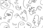 White Minimal Abstract Faces 2 Wall Mural