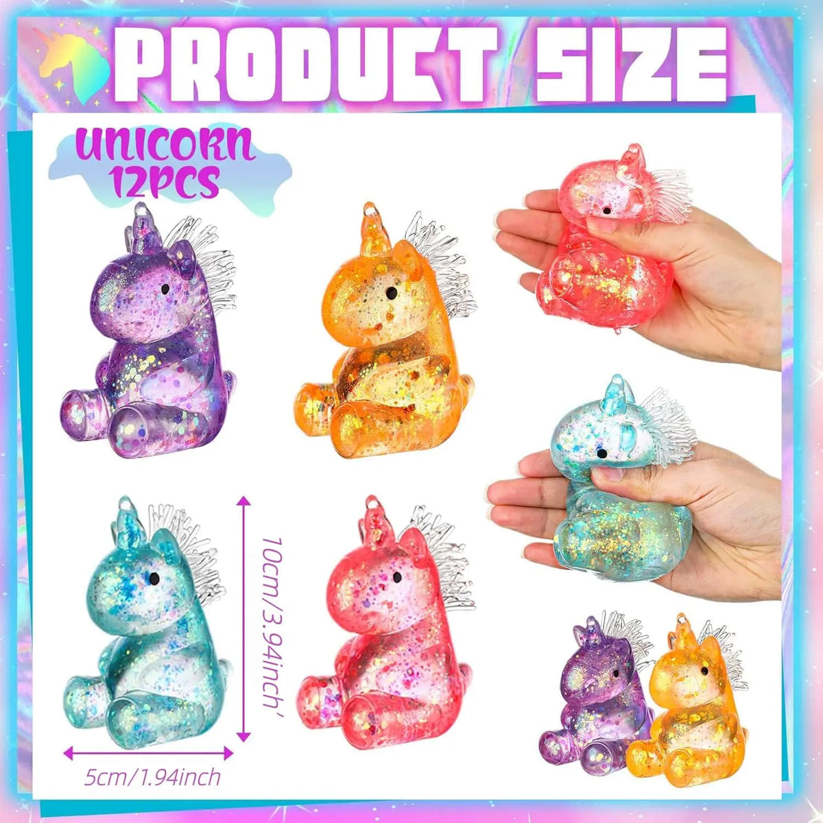 Unicorn Squeeze Toy | Soft Sensory Stress Relief Squishy Toy | Anti-Anxiety Fidget Reliever for Adults & Kids | Party Favor & Prank Gift