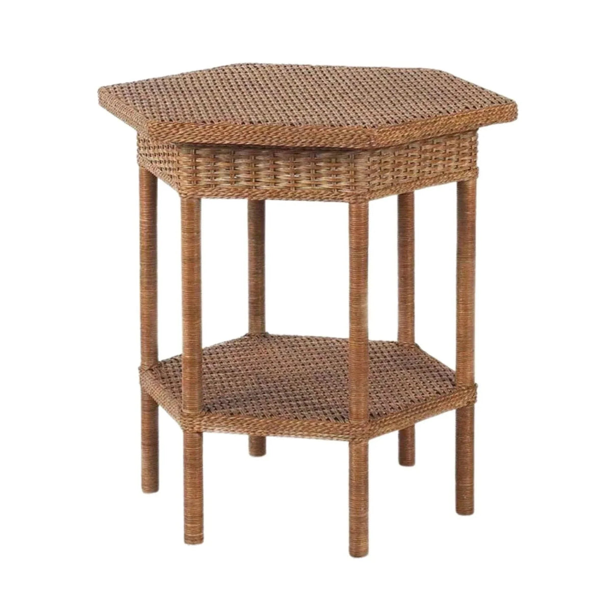 Harvested Rattan Wicker Hexagonal Side Table