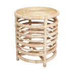 Harvested Rattan Wicker Nautical Inspired Round Side Table