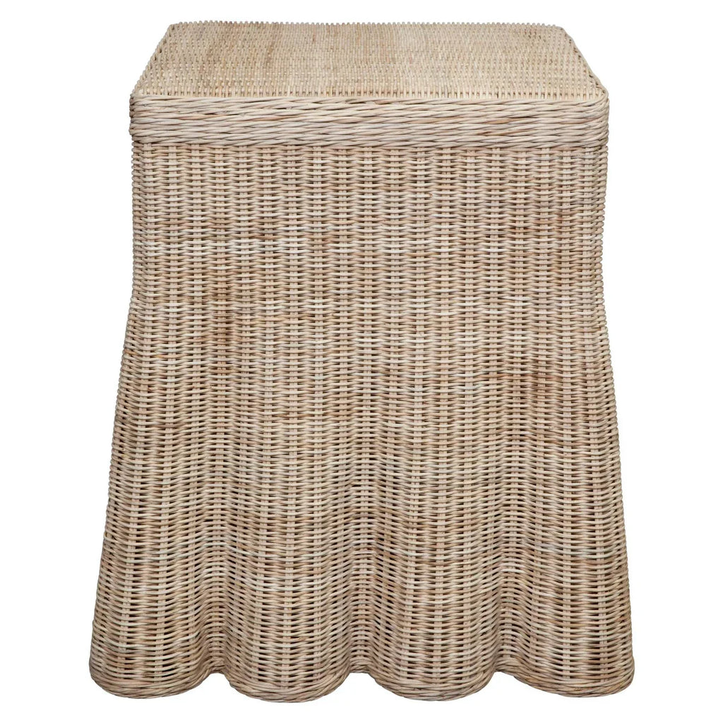Harvested Rattan Scalloped Square Side Table