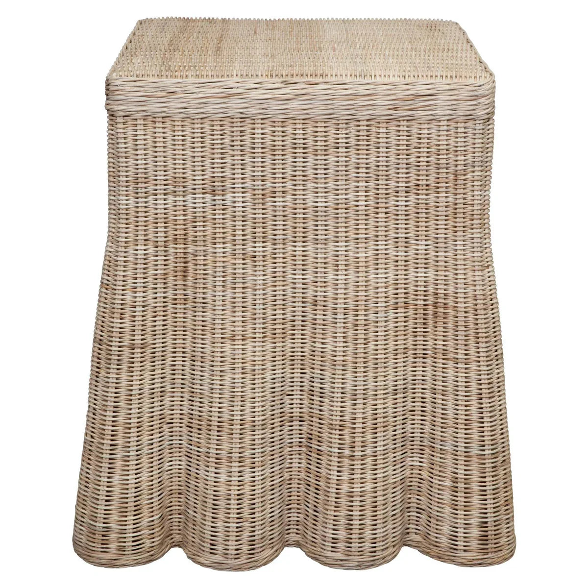 Harvested Rattan Scalloped Square Side Table