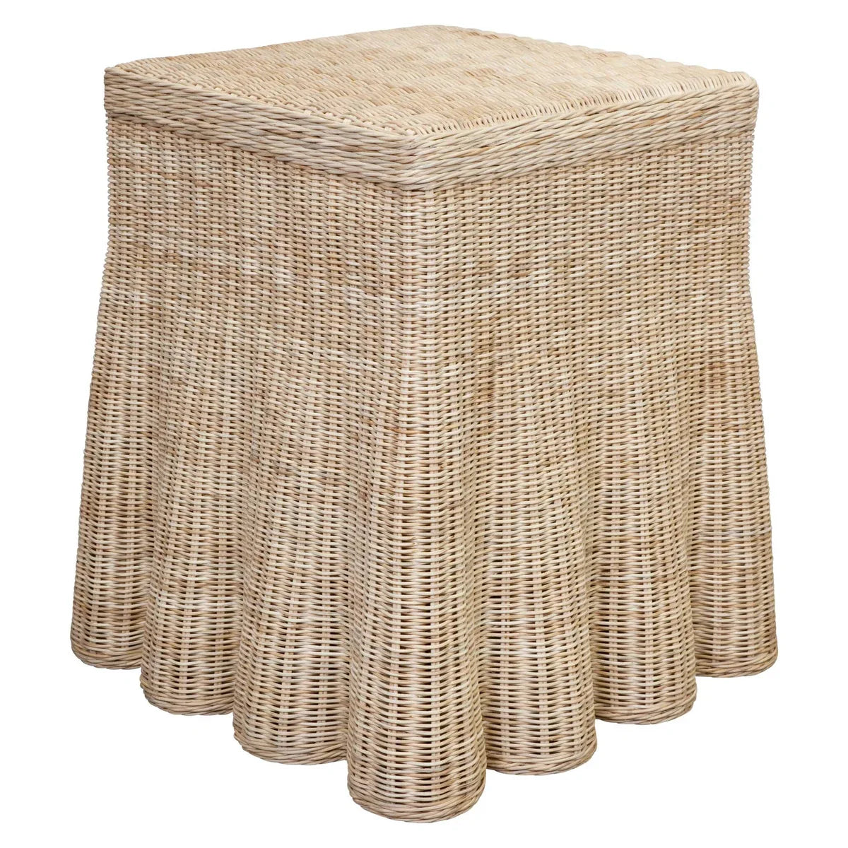 Harvested Rattan Scalloped Square Side Table
